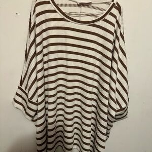Striped Brown and White Women's Tunic Top